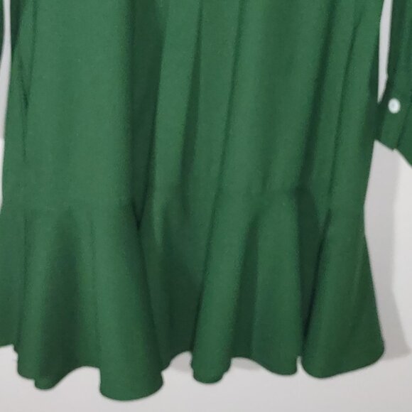 Tuckernuck Hunter Green Crepe Callahan Dress Size Small Swing Shirt Pockets - Picture 8 of 10